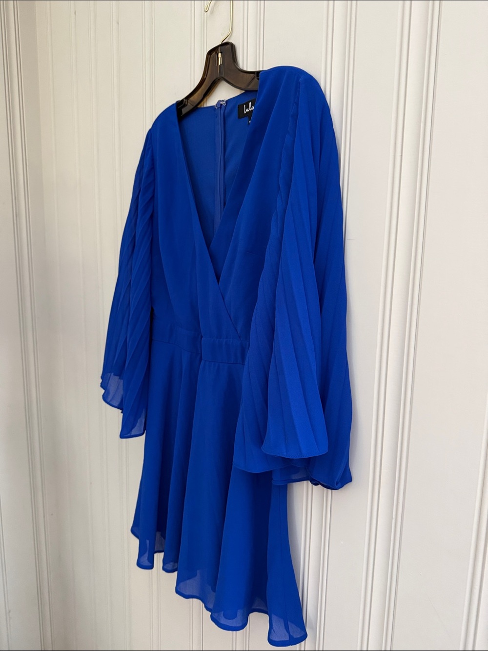 Lulu's Royal Blue Long Sleeve Wrap Dress - Picture 4 of 5
